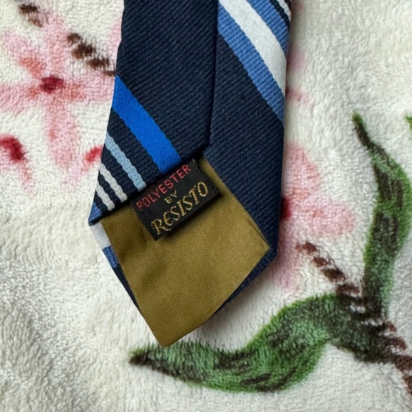 Classic Navy Striped Tie with Blue Accents - Picture 2 of 2